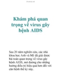 Khám phá quan trọng về virus gây bệnh AIDS