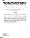 Đánh giá kết quả thực hành chăm sóc giảm nhẹ người bệnh ung thư thực quản, ung thư dạ dày tại khoa Ung bướu Bệnh viện Quân Y 105