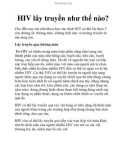 HIV lây truyền như thế nào?