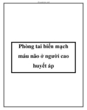 Phòng tai biến mạch máu não ở người cao huyết áp