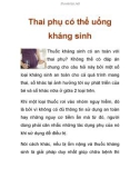 Thai phụ có thể uống kháng sinh