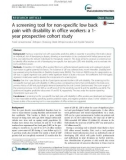 A screening tool for non-specific low back pain with disability in office workers: A 1- year prospective cohort study