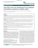 Lean body mass: The development and validation of prediction equations in healthy adults