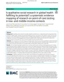 Is qualitative social research in global health fulflling its potential?: A systematic evidence mapping of research on point-of-care testing in low-and middle-income contexts