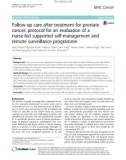 Follow-up care after treatment for prostate cancer: Protocol for an evaluation of a nurse-led supported self-management and remote surveillance programme