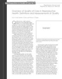 Overview of Quality of Care in Reproductive Health: Definitions and Measurements of Quality