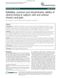 Reliability, construct and discriminative validity of clinical testing in subjects with and without chronic neck pain