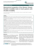 Measurement properties of the Western Ontario Shoulder Instability Index in Dutch patients with shoulder instability