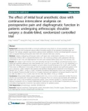 The effect of initial local anesthetic dose with continuous interscalene analgesia on postoperative pain and diaphragmatic function in patients undergoing arthroscopic shoulder surgery: A double-blind, randomized controlled trial