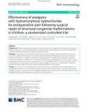 Effectiveness of analgesia with hydromorphone hydrochloride for postoperative pain following surgical repair of structural congenital malformations in children: A randomized controlled trial