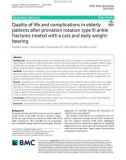 Quality of life and complications in elderly patients after pronation rotation type III ankle fractures treated with a cast and early weight-bearing