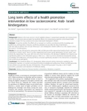 Long term effects of a health promotion intervention in low socioeconomic Arab- Israeli kindergartens