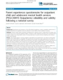 Parent experiences questionnaire for outpatient child and adolescent mental health services (PEQ-CAMHS Outpatients): Reliability and validity following a national survey