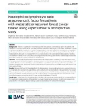 Neutrophil-to-lymphocyte ratio as a prognostic factor for patients with metastatic or recurrent breast cancer treated using capecitabine: A retrospective study