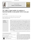 The validity of spinal mobility for prediction of functional disability in male patients with low back pain