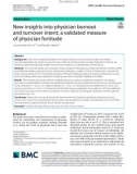 New insights into physician burnout and turnover intent: A validated measure of physician fortitude