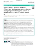 Physical activity, return to work selfefficacy, and work status among employees undergoing chemotherapy for cancer - a prospective study with 12 months followup