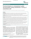 Perceived barriers to computerised quality documentation during anaesthesia: A survey of anaesthesia staff