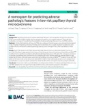 A nomogram for predicting adverse pathologic features in low-risk papillary thyroid microcarcinoma