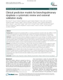 Clinical prediction models for bronchopulmonary dysplasia: A systematic review and external validation study