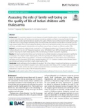 Assessing the role of family well-being on the quality of life of Indian children with thalassemia