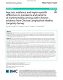 Age, sex, residence, and region-specific diferences in prevalence and patterns of multimorbidity among older Chinese: Evidence from Chinese Longitudinal Healthy Longevity Survey