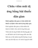 Chữa viêm mũi dị ứng bằng bài thuốc dân gian