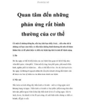 Quan tâm đến những phản ứng rất bình thường của cơ thể