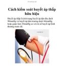 Cách kiểm soát huyết áp thấp hữu hiệu