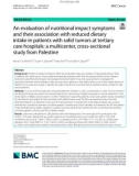 An evaluation of nutritional impact symptoms and their association with reduced dietary intake in patients with solid tumors at tertiary care hospitals: A multicenter, cross-sectional study from Palestine