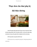 Thực đơn cho thai phụ bị đái tháo đường