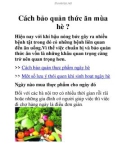 Cách bảo quản thức ăn mùa hè ?