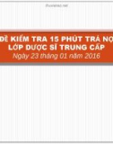 Đề kiểm tra 15 phút trả nợ lớp Dược sĩ Trung cấp