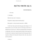 DỊ ỨNG THUỐC (Kỳ 1)