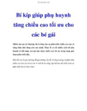 Bí kíp giúp phụ huynh tăng chiều cao tối ưu cho các bé gái