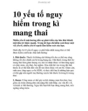 10 yếu tố nguy hiểm trong kì mang thai