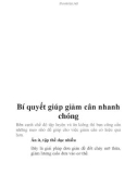 Bí quyết giúp giảm cân nhanh chóng