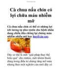 Cà chua nấu chín có lợi chữa máu nhiễm mỡ