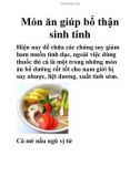 Món ăn giúp bổ thận sinh tinh