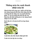 Những món ăn canh thanh nhiệt mùa hè