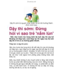 Dậy thì sớm: Đừng hỏi vì sao trẻ 'nấm lùn'