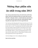 Những thực phẩm nên ăn nhất trong năm 2013