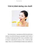 Giá trị dinh dưỡng của chuối