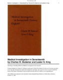 Medical Investigation in Seventeenth Century England