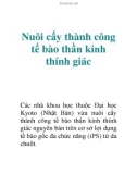 Nuôi cấy thành công tế bào thần kinh thính giác