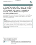 A study of gene expression markers for predictive significance for bevacizumab benefit in patients with metastatic colon cancer: A translational research study of the Hellenic Cooperative Oncology Group (HeCOG)