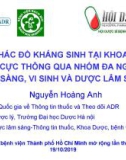 Bài giảng Tối ưu phác đồ kháng sinh tại khoa Hồi sức tích cực thông qua nhóm đa ngành: Lâm sàng, vi sinh và dược lâm sàng - BS. Nguyễn Hoàng Anh