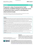 Prognostic value of preoperative highsensitivity modifed Glasgow prognostic score in advanced colon cancer: A retrospective observational study