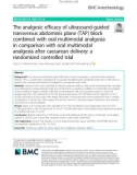 The analgesic efficacy of ultrasound-guided transversus abdominis plane (TAP) block combined with oral multimodal analgesia in comparison with oral multimodal analgesia after caesarean delivery: A randomized controlled trial