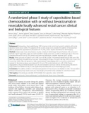 A randomized phase II study of capecitabine-based chemoradiation with or without bevacizumab in resectable locally advanced rectal cancer: Clinical and biological features